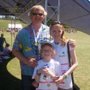 Martin Clunes with Katie & Amelia at last year's Race for Life