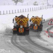 TRUE GRIT: Gritting lorries clearing the snow from the A35 near the Litton Cheney junction