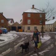Icy conditions in Poundbury this morning