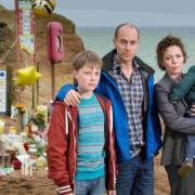 Some of the cast of Broadchurch, the ITV drama filmed in and around West Bay