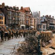 US Troops marching along Weymouth Esplanade