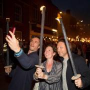 Olivia Colman, James D'Arcy and Shaun Dooley star in Bridport torchlight procession - Picture by Neil Barnes