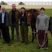 TheHorseCourse patrons Martin Clunes and Lord Jim Knight with Harriet Laurie and Alita Bourton Brooks at YOI Portland