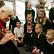 JG16217.  18.03.2015.  Weymouth and Portland Mayor Kate Wheller with school council pupils at Holy Trinity School, Weymouth.                                     Picture:JOHN GURD  JG16217  (20985810)
