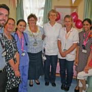 Mrs Goldbart,fourth from the left, with the team at Dorset County Hospital SCBU