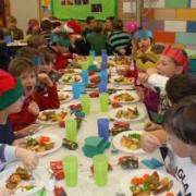 The children enjoy the feast