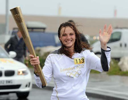 Olympic Torch at Weymouth Sailing Academy. Picture: Finnbarr Webster.