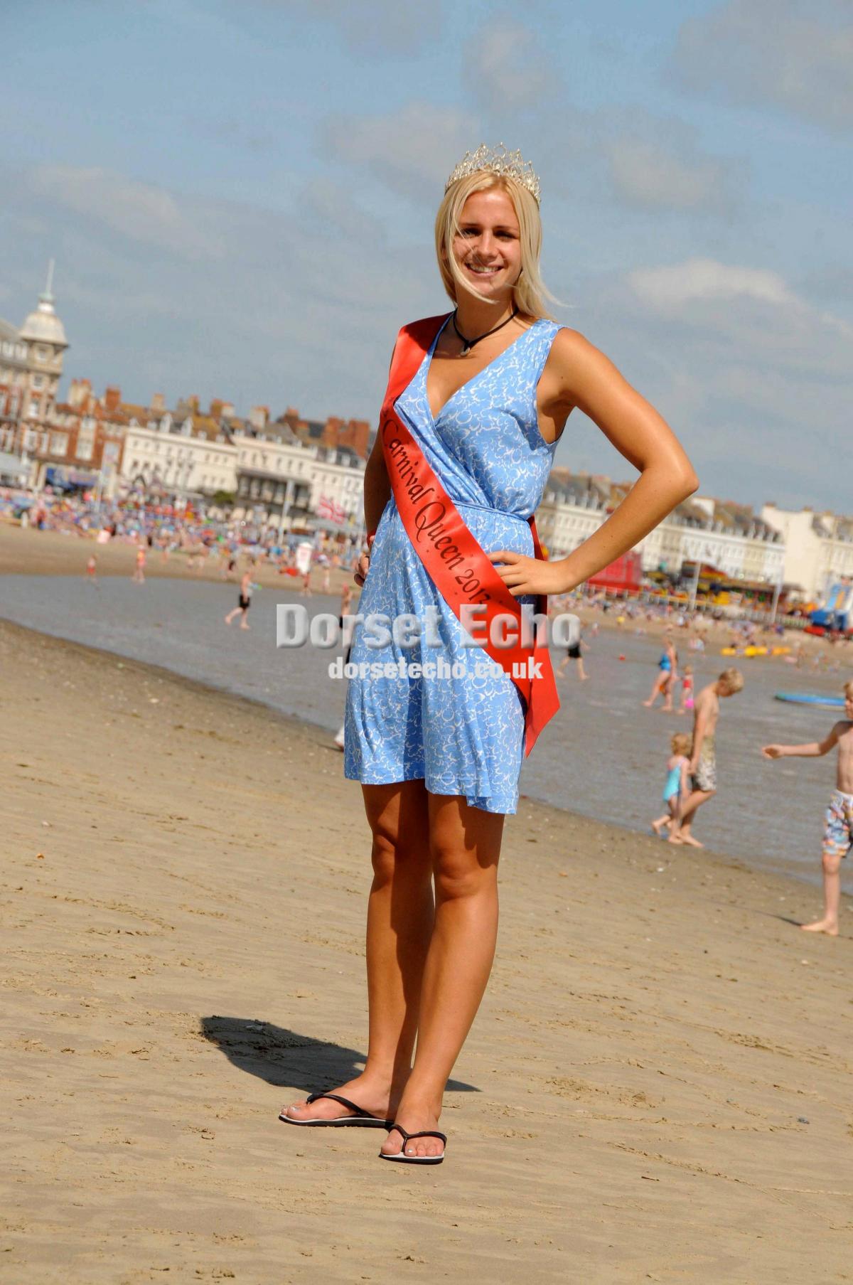 Carnival Queen Gina Hartley on the beach
