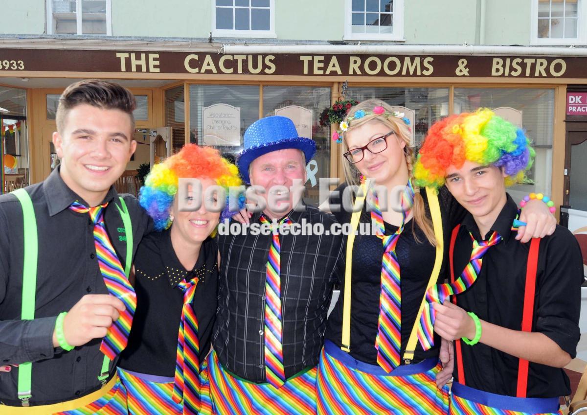 Cactus Tearoom staff dress in rainbow colours in memory of Sandy Hawkins