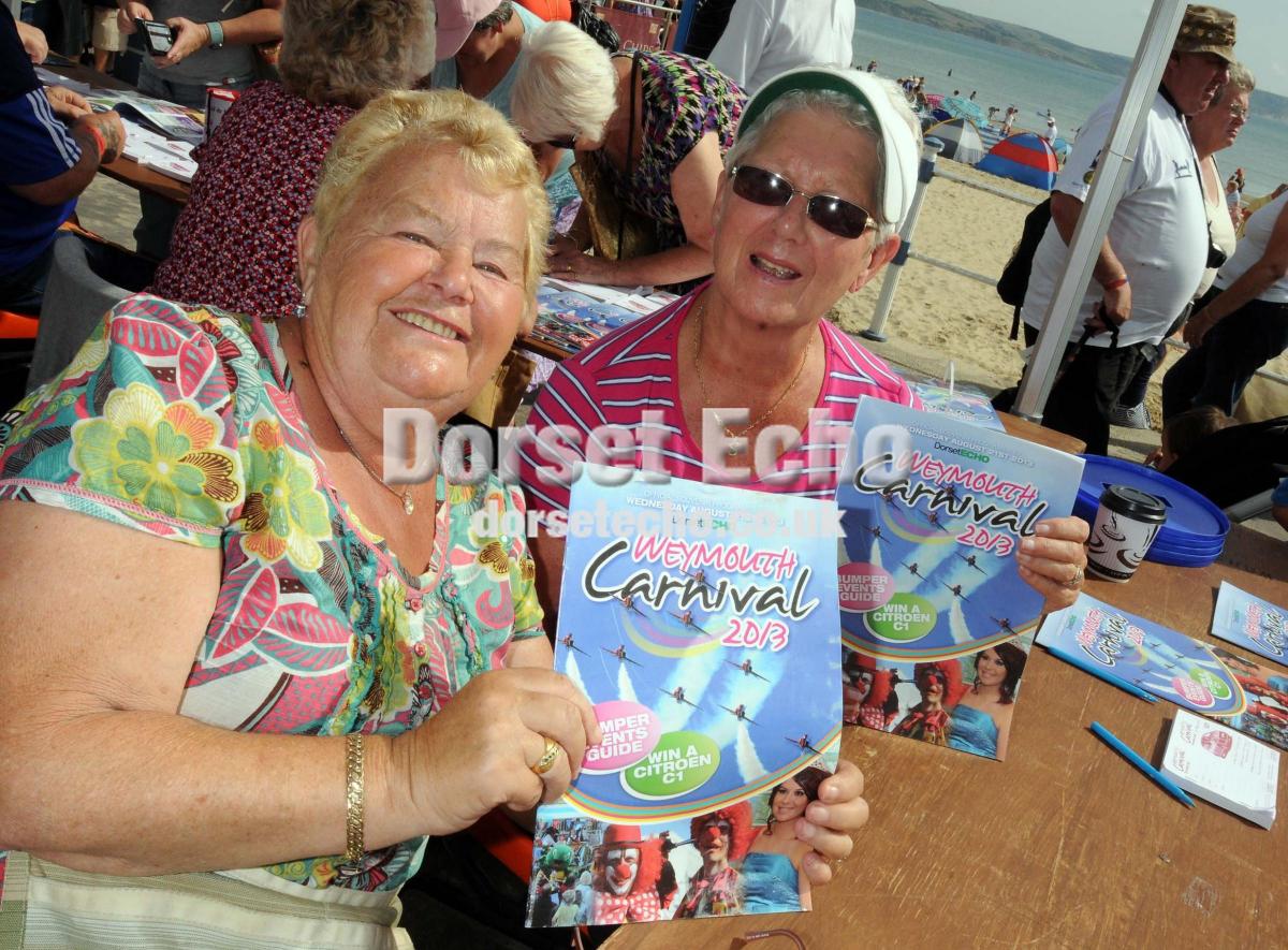Peggy Walker and Sylvia Reynolds on the carnival stand