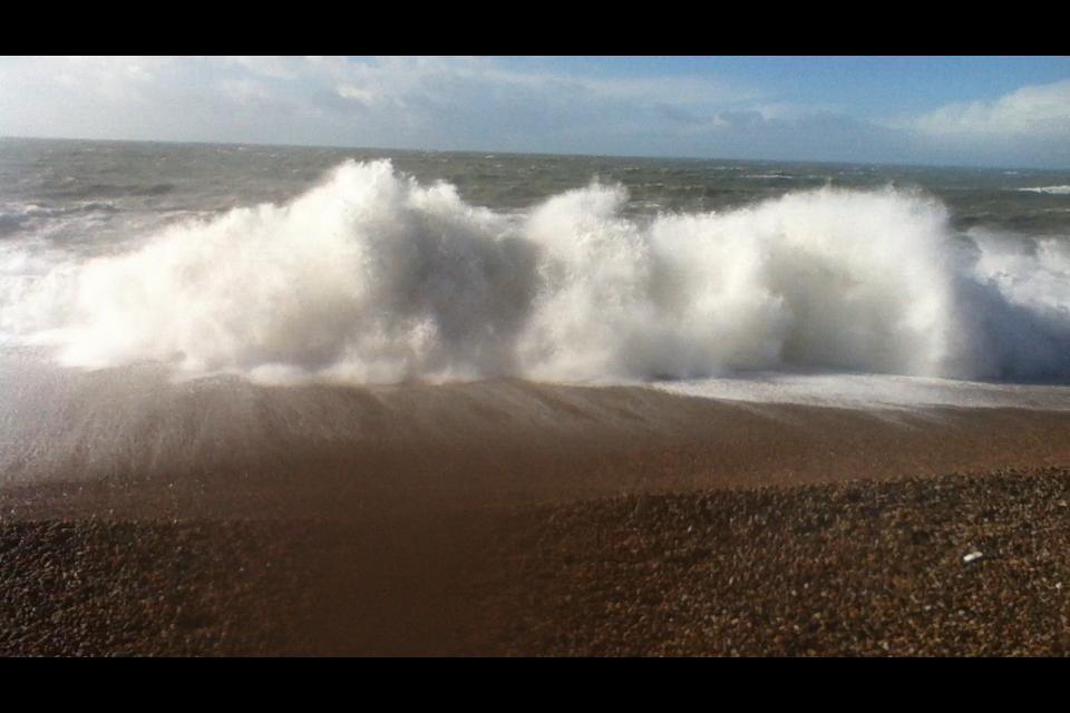 Waves at Chesil Beach, Portland by Adam Purchase, Age 12
