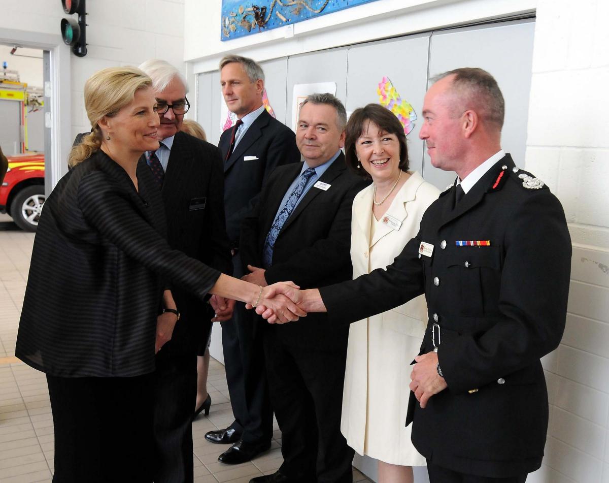 The Earl and Countess of Wessex visit Weymouth Fire Station. Picture by Finnbarr Webster.