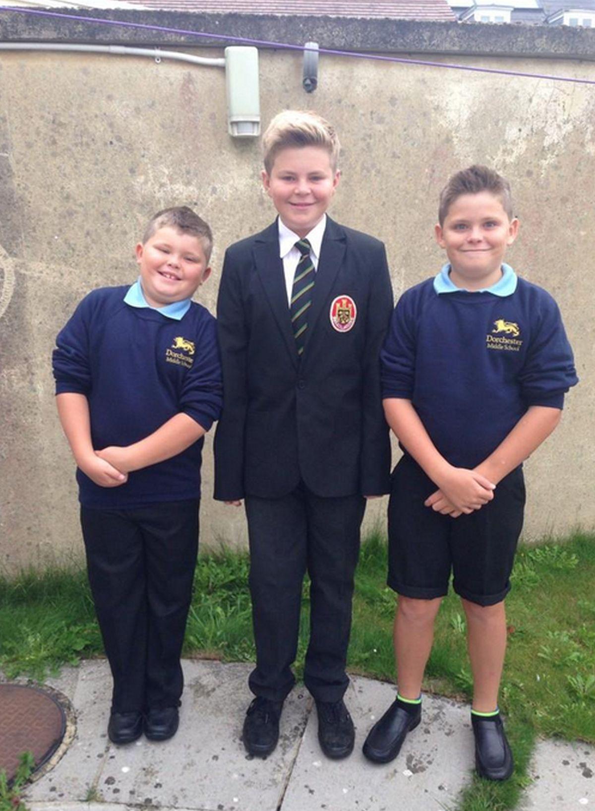 Back to School - Alfie who is new to Dorchester Middle School, Charlie who into Year 7 and Harry, who is new to Thomas Hardye School.