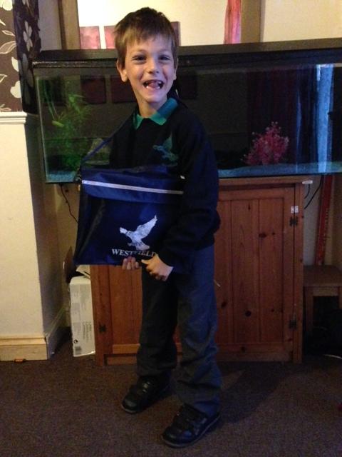 Back to School - Ethan on his first day back. Picture by Cheryl Barrett