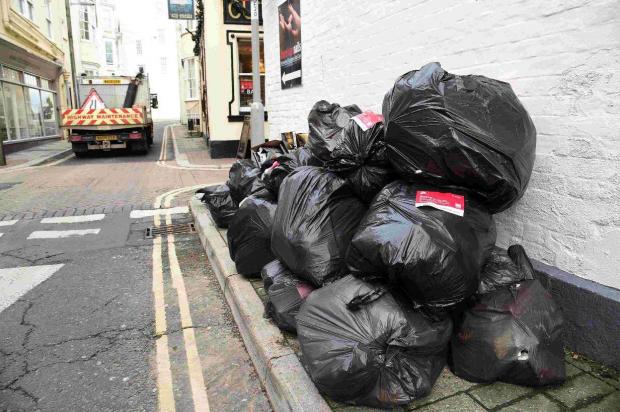 Uncollected rubbish in East Street
