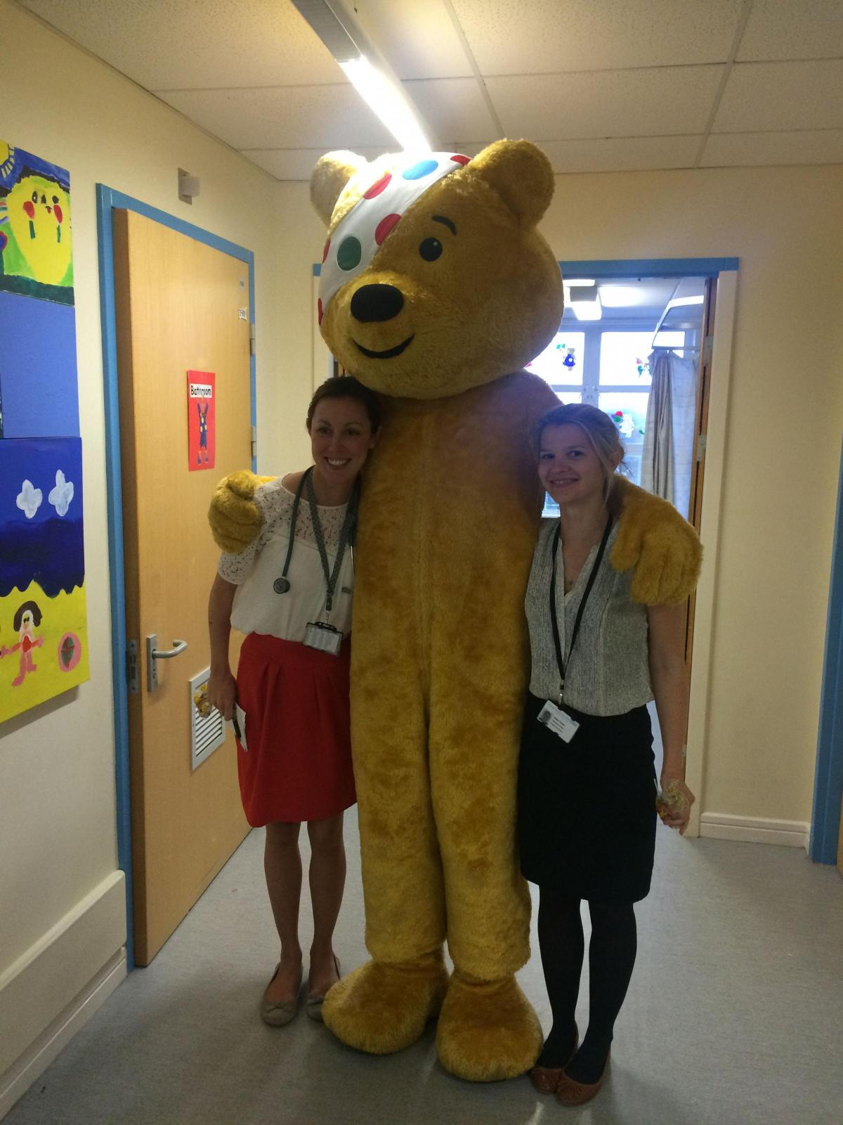 Pudsey with staff at Dorset County Hospital