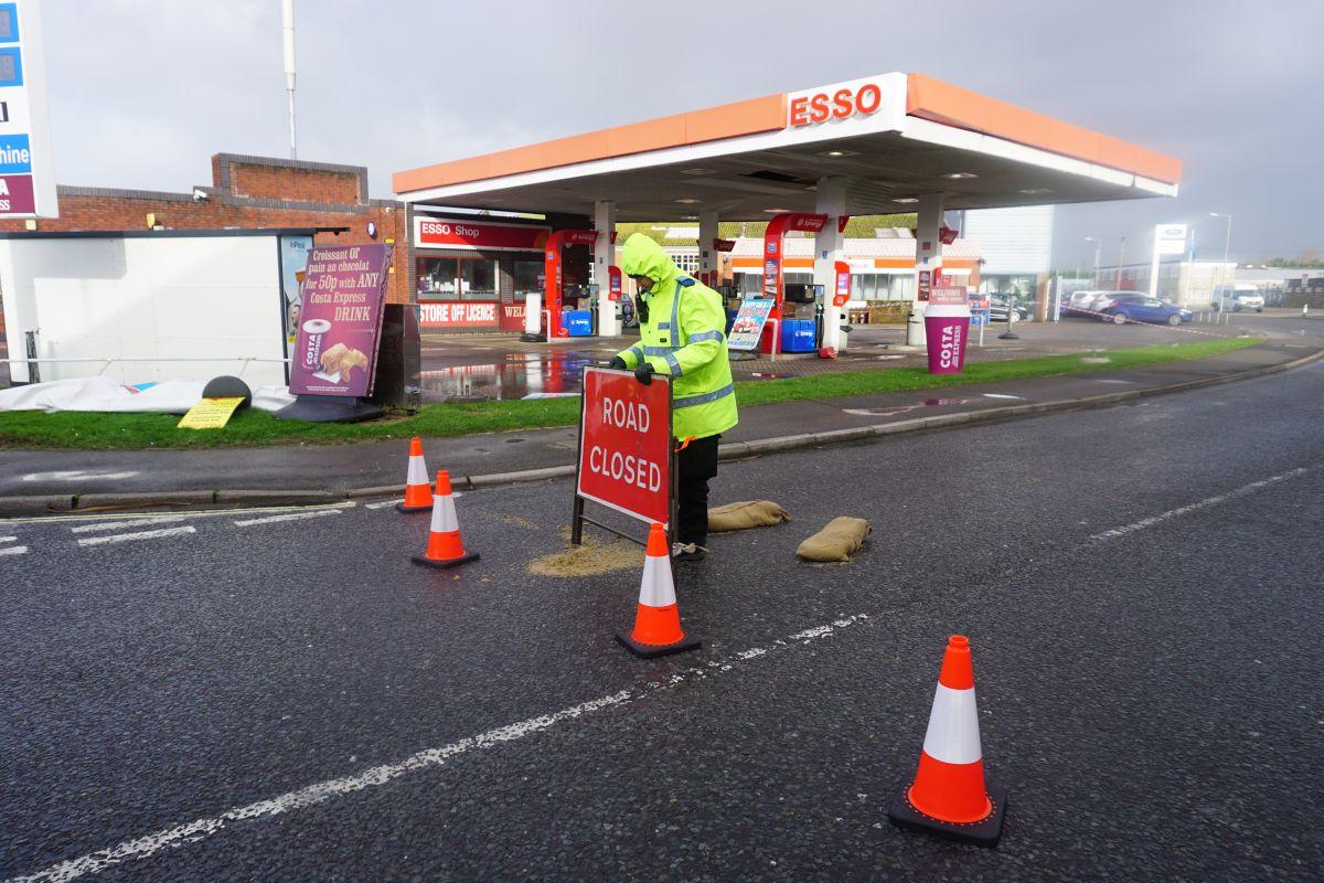 Roof unsafe at Esso due to Storm Imogen