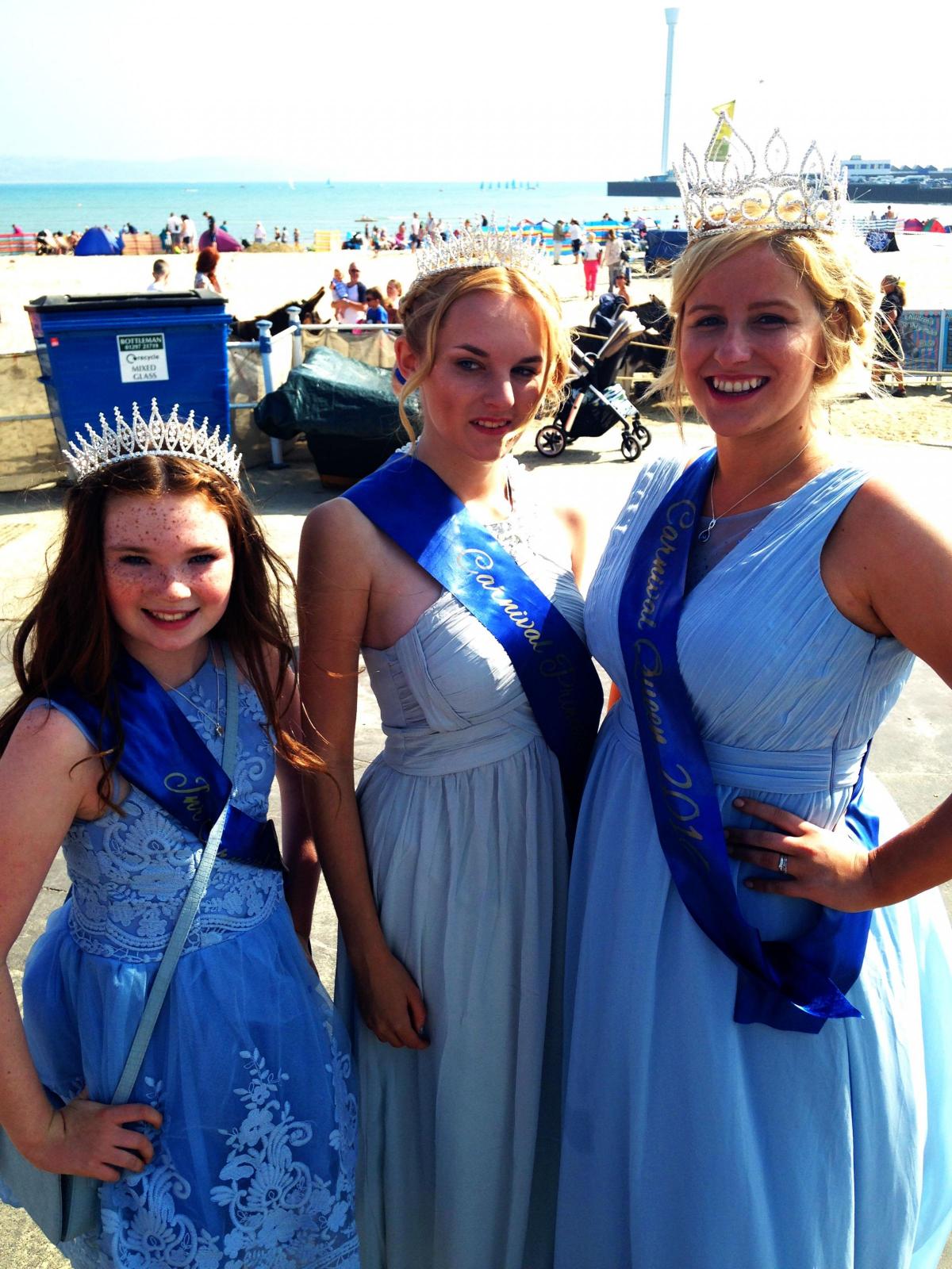 BLUE ALL THE WAY: The carnival queen and princesses pose for a picture