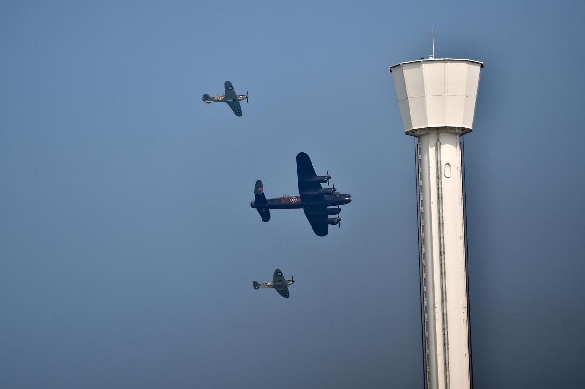 FLY BY: Second World War planes by the Jurassic Skyline PICTURE: Dorset Media Service