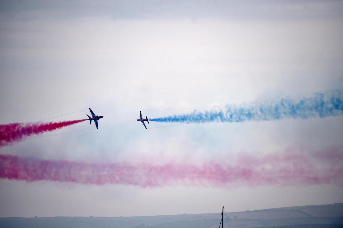 JUST THE TWO OF US: Red Arrows show their skill
