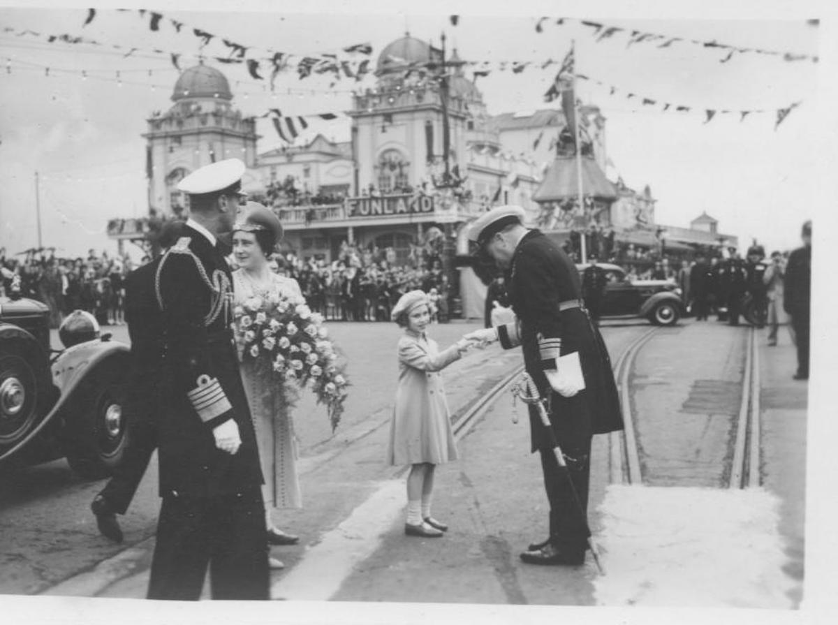 King George VI, Queen Elizabeth and the princesses Elizabeth and Margaret visit Weymouth