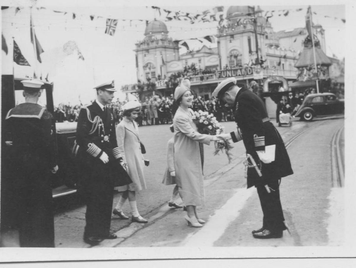 King George VI, Queen Elizabeth and the princesses Elizabeth and Margaret visit Weymouth