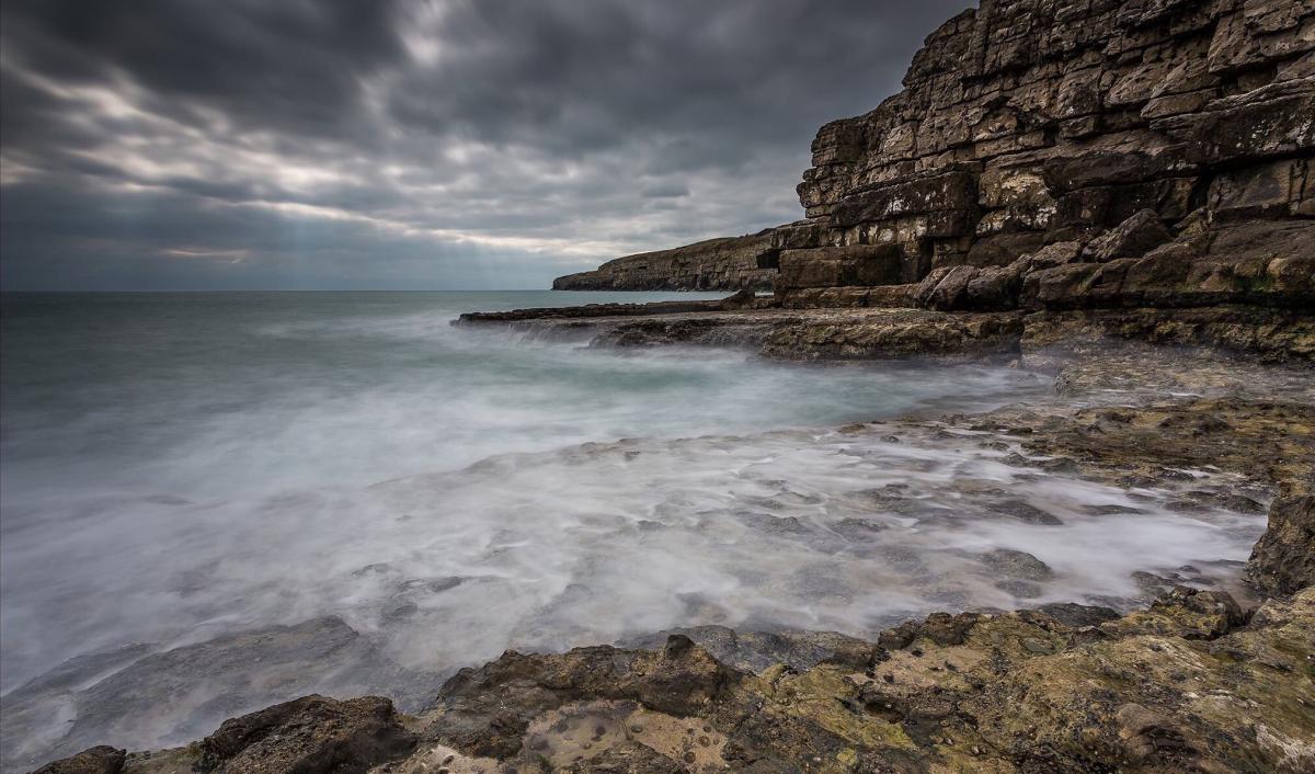 Moody skies and misty water at Seacombe near Worth Matravers, March 2016 by Gareth James