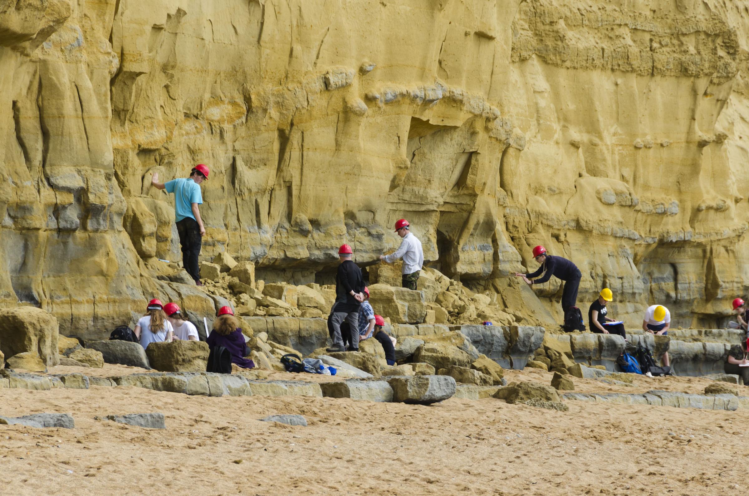 Schoolchildren spotted beneath West Bay cliffs DESPITE warnings - Dorset Echo