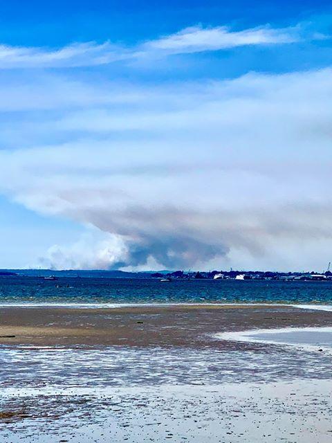 Dorset Echo: Smoke is visible from Sandbanks Picture: Liam Newman
