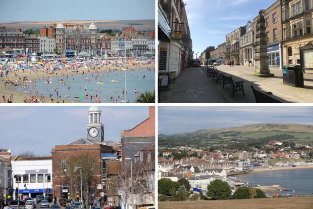 Weymouth (top left), Dorchester (top right), Bridport (bottom left) and Swanage (bottom right) all have varying levels of deprived areas according to Government research