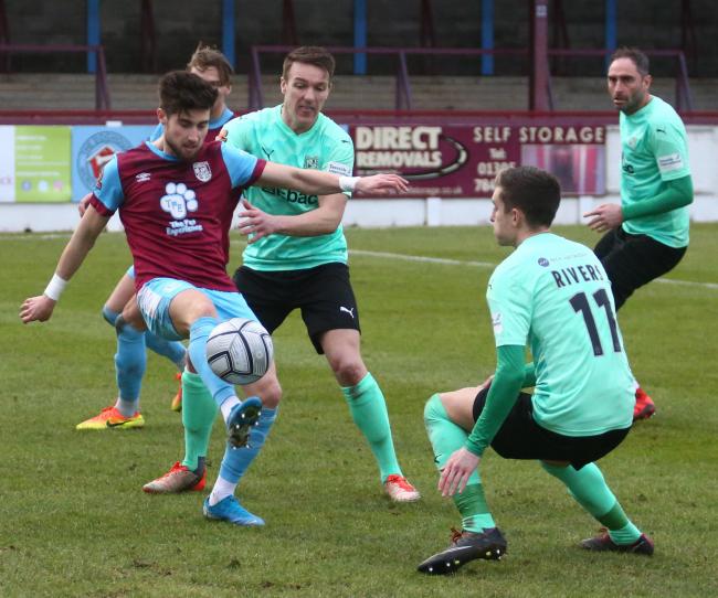Sean Shields curled a first-half effort wide as Weymouth lost to Darlington Picture: MARK PROBIN