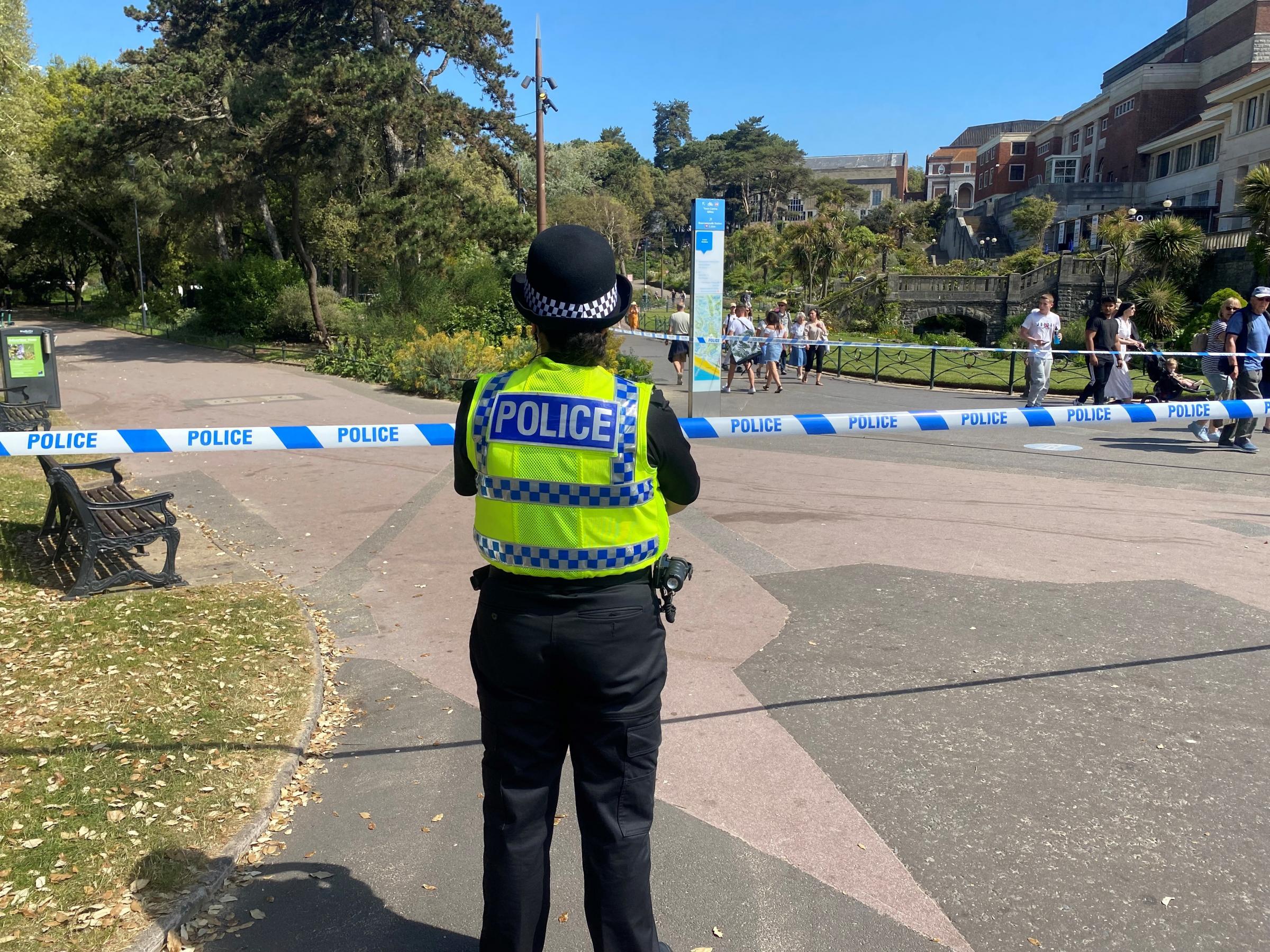 Police in the Lower Gardens, Bournemouth, following an incident late at night on Tuesday, June 8, 2021. Picture: Jane Reader