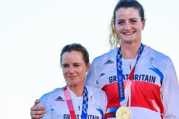 Hannah Mills, left, and Eilidh McIntyre are women's 470 Olympic champions Picture: SAILING ENERGY/WORLD SAILING