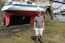 Chris Read with the boat Monterey in Mylor