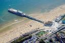 Bournemouth Pier aerial image. Stock photo