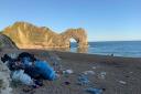 Litter left at Durdle Door following huge crowds in the summer      Picture: OLY RUSH