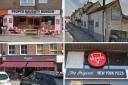 Proper Naughty Burger Co in Weymouth (top left), Horse and Groom in Wareham (top right), Reeve the Baker (bottom left) and Sbarro in Chickerell, Weymouth (bottom right) are among the venues inspected. Pictures: Dorset Echo/Google