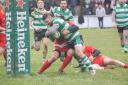 Dorchester's Kieran Fry crashes over for a try