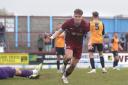 Brad Ash turns away to celebrate after scoring Weymouth's second goal