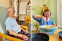 Anne (Left) and service user taking part in some of the activities at Sherborne Connect  (Right)