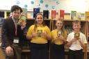 Author Liam R. Findlay with students at St Augustine’s