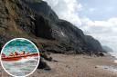 Emergency services were called as two people became stuck on the beach near Charmouth yesterday