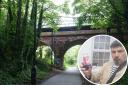 CCTV camera near Buxton Bridge that doesn't work. Inset: Vlad  with the bottle that hit him and his broken glasses
