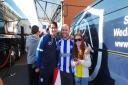 FOOTIE FAN: Graham Butler (centre) with daughter Jessica and Sheffield Wednesday player Kieran Lee