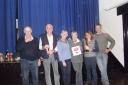 Diamond Geezers - the winning team in Cattistock Fete Quiz. From left to right: Oewn Sherring, John Swatridge, Viv Swatridge, Hilary Sherring, Margaret Read and Nick Read