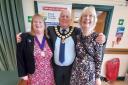Chickerell Mayor Cllr Mike Jolliffe (centre), Cllr Lyn Wise  (Left), Jill Wintle (Right)