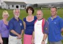 Beth Kerney, Geoff Daniels, Alison Griffiths, Grant Neven and Bill Gates at the Portland Red Triangle cricket ground