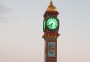 Weymouth's Jubilee Clocktower lit up green. Picture: Weymouth Town Council