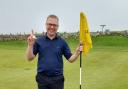 Chris Skinner celebrates after hitting a hole-in-one at Came Down