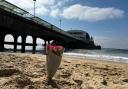 Flowers left on Bournemouth beach